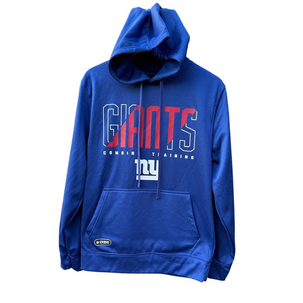 New York Giants NFL Combine Authentic blue hoodie sweatshirt Men's Size Small